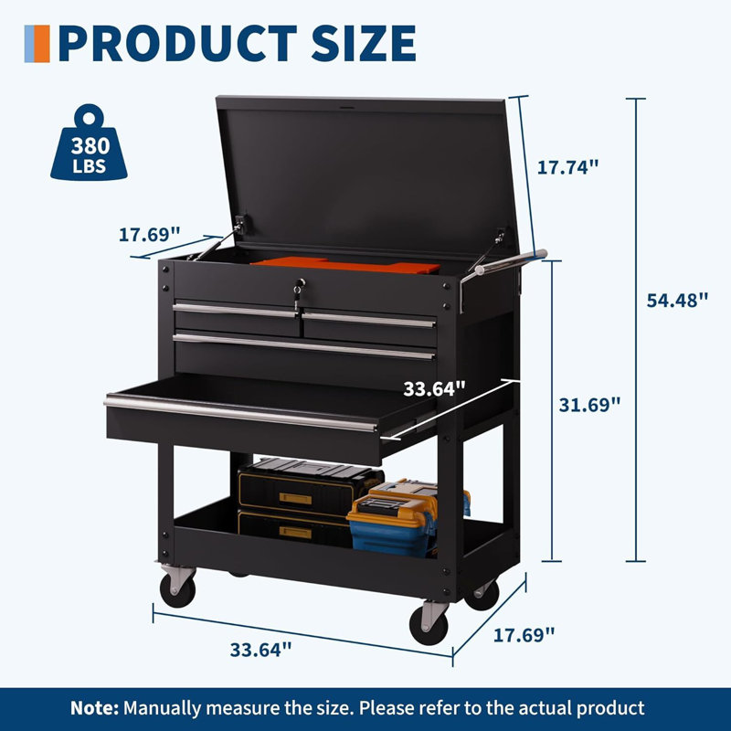 4-Drawer Rolling Tool Cart, with Locking Drawers