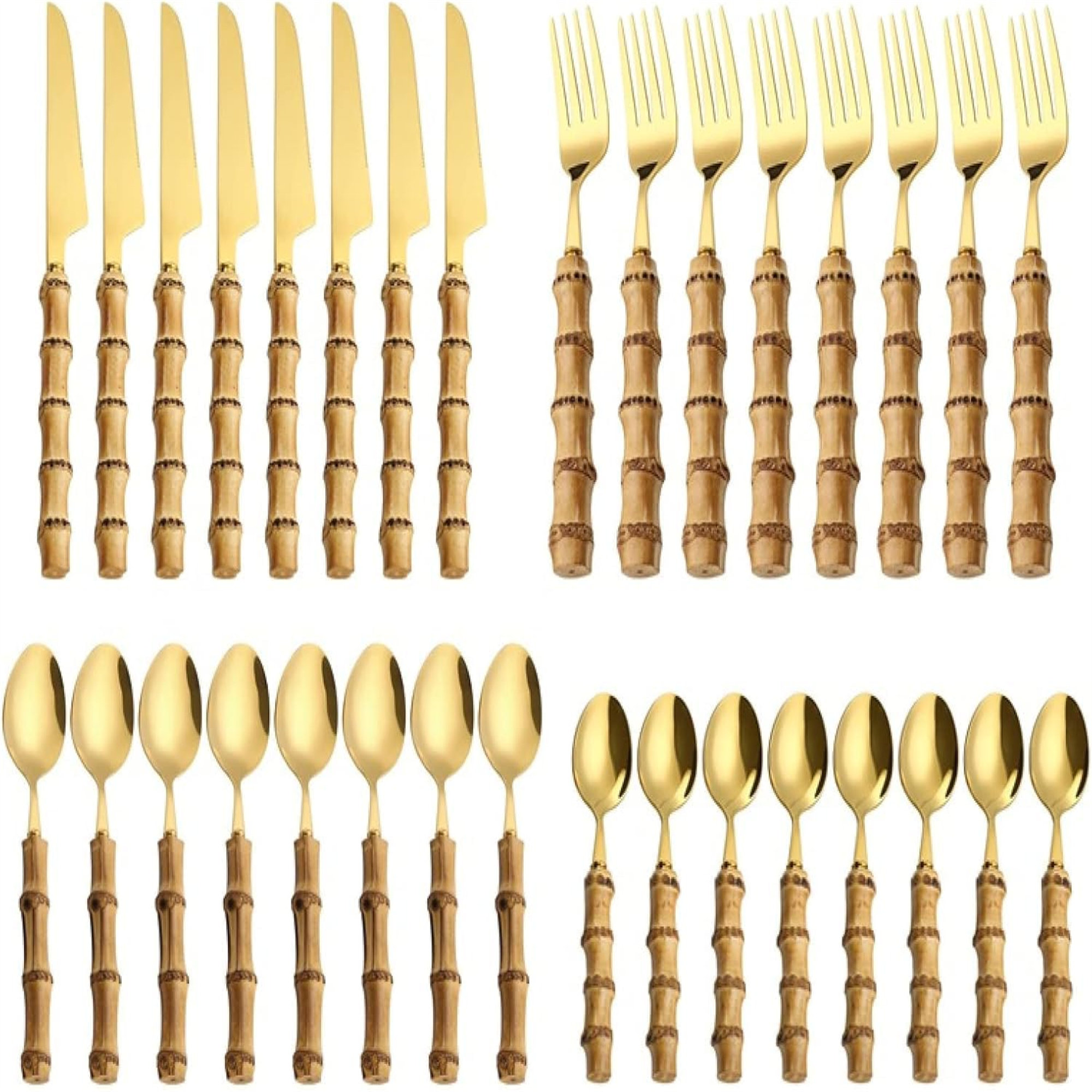 Bay Isle Home Stainless Steel Purely Natural Bamboo Handle Flatware Set ...