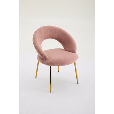 Set Of 1 Fabric Dining Chairs With Curved Backrest And Golden Metal Legs For Kitchen Or Dining Room by Everly Quinn