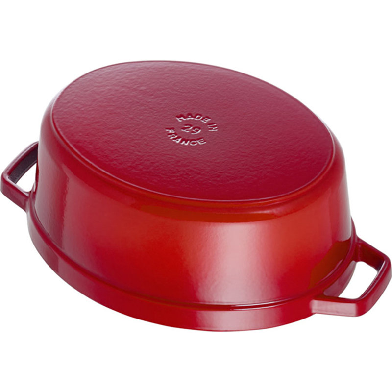 Staub Cast Iron Oval Cocotte, Cherry, 5.75 qt