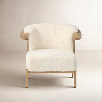 Delacour Fabian Shearling Solid Wood Armchair