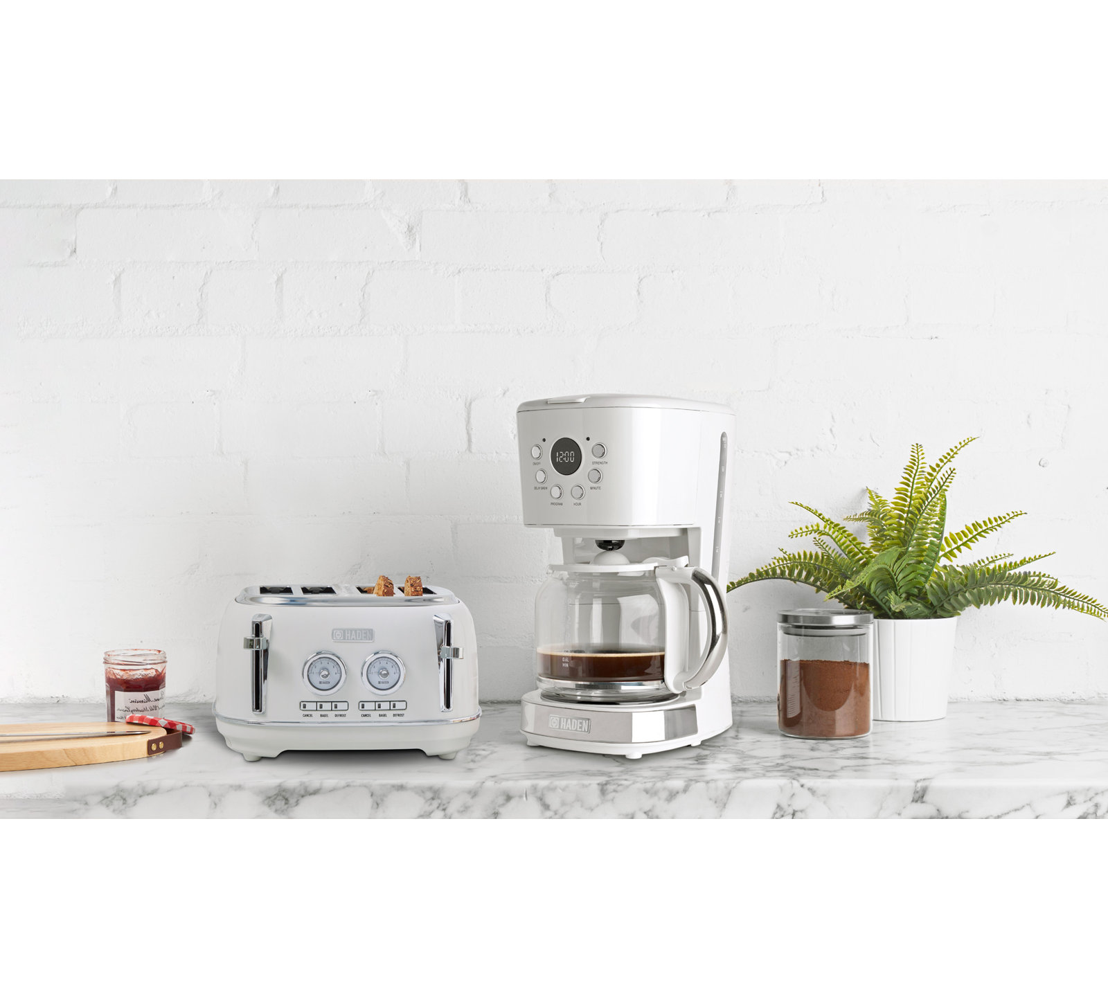 HADEN Dorset 4-Slice Wide Slot Toaster, Ivory