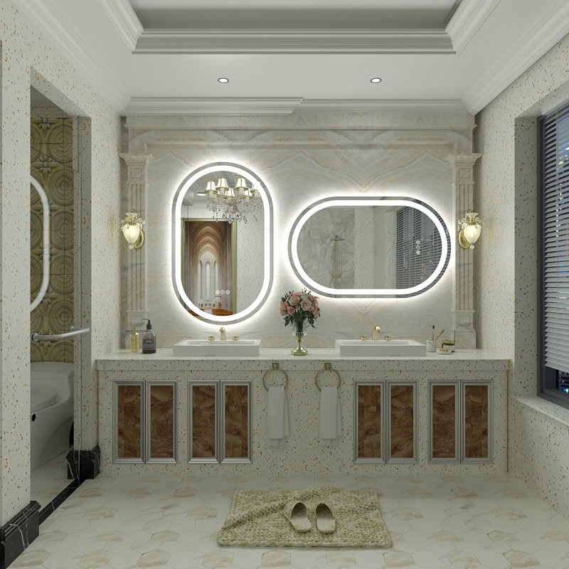 Miroir de salle de bain ovale en verre trempé anti-buée certifié UL - Basics by Wayfair ™, 32 po x 20 po