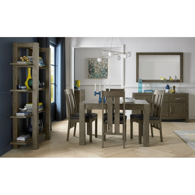 Caserta Upholstered Slat Back Side Chair in Light Oak, Brown