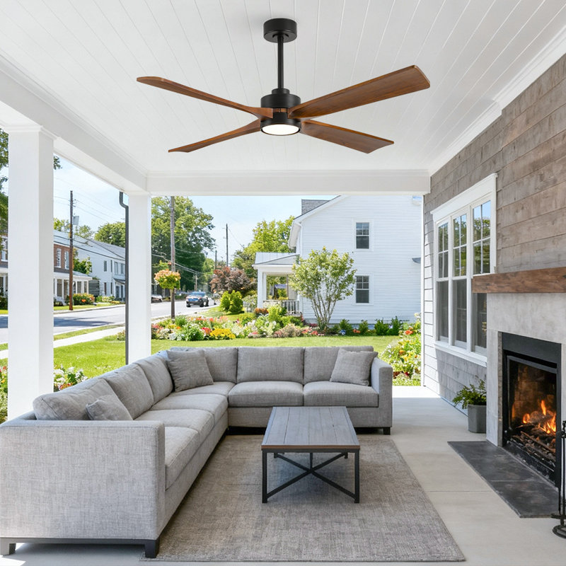 Modern Solid Wood Blade Ceiling Fan, App/remote Control, Quiet Dc Motor, Multiple Sizes, 52"