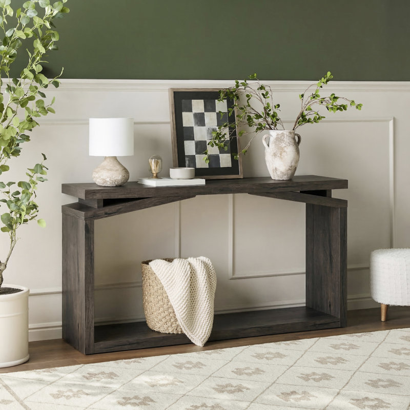 Modern 60" Entry Console Table, Black Oak