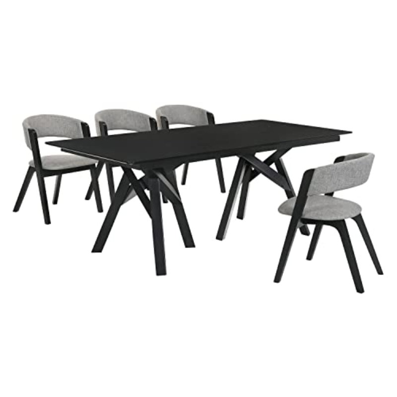 Schott 4 - Person Double Pedestal Dining Set, Black