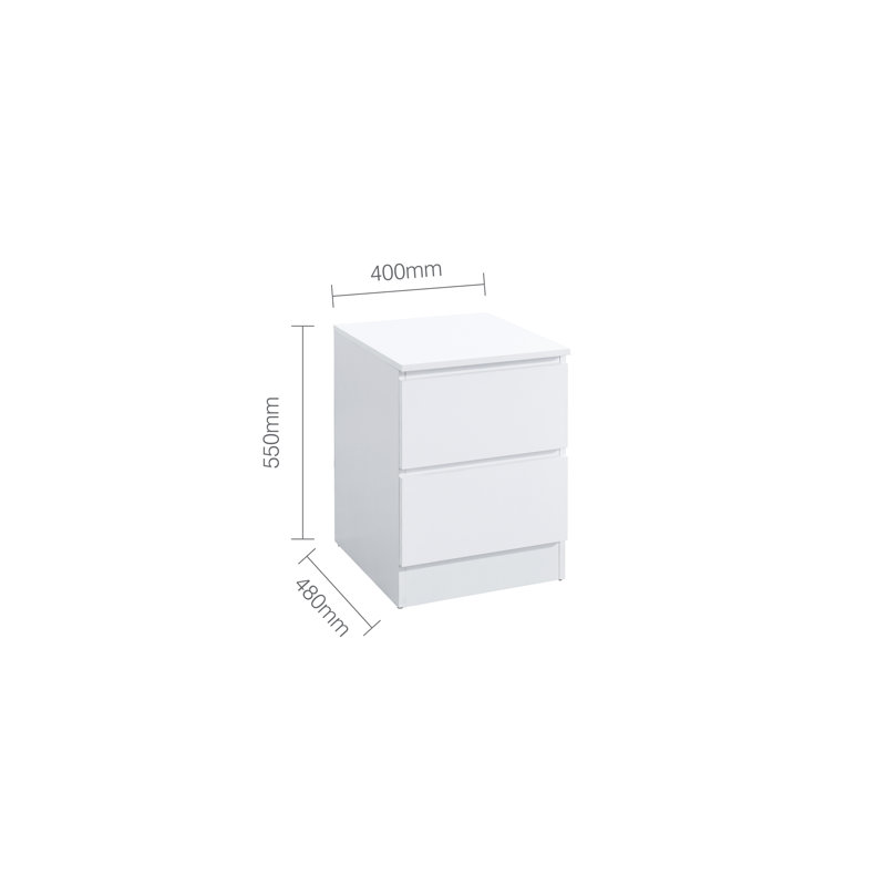 Marqita 2 Drawer Bedside Table, White