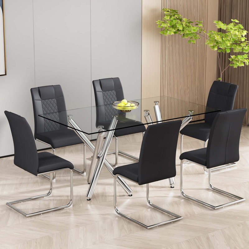 Chaises de salle à manger en similicuir, Noir