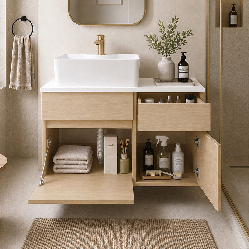 Ensemble de meuble-lavabo mural 31,5 ", Bois