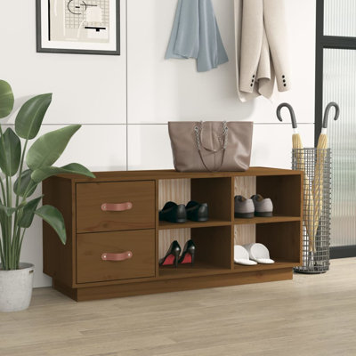 vidaXL Shoe Bench Natural Pine Solid pine wood