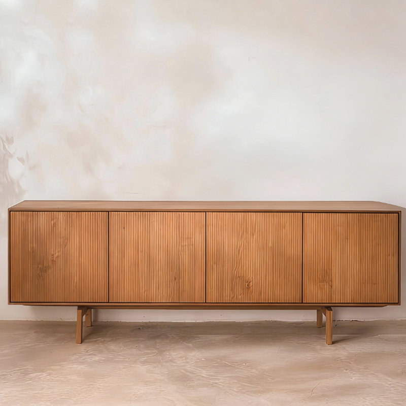 Modern Walnut Solid Wood TV Stands, 25.59"H x 62.99"L x 15.75"W