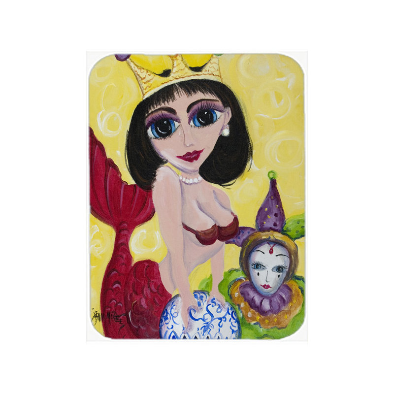 East Urban Home Mardi Gras Queen Mermaid Glass Cutting Board