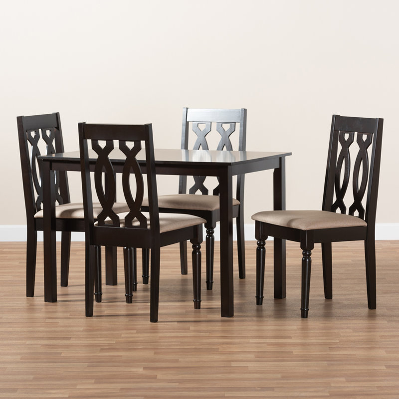 Gautieri 4 - Person Four Leg Dining Set, Sand/Espresso
