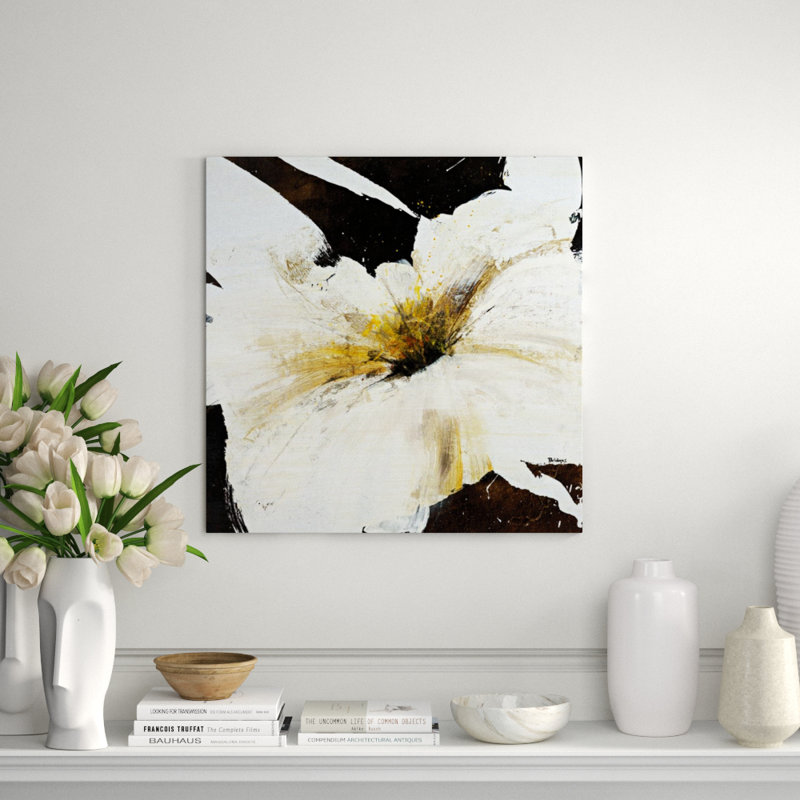 Blanco Flor IV Print by Bridges, Glass Coat, 24" H x 24" W