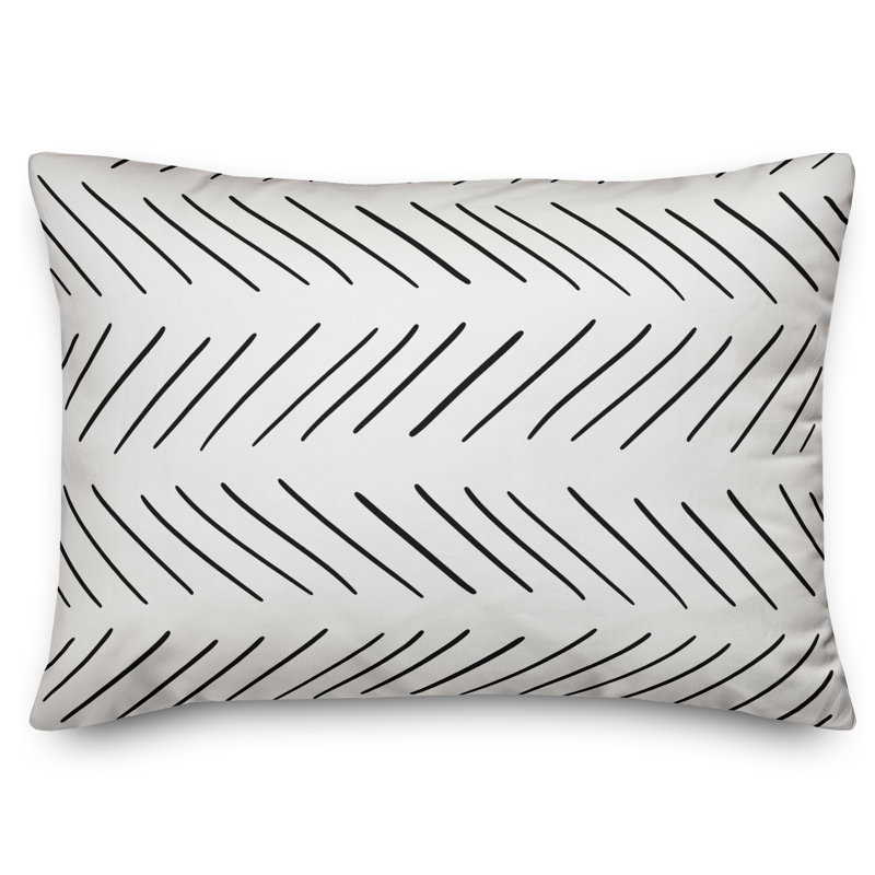 Baldridge Modern Rectangular Pillow Cover & Insert, White/Black(stripes)