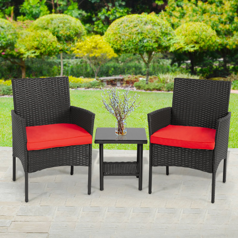 Chaise de patio avec coussin Rungata, Rouge