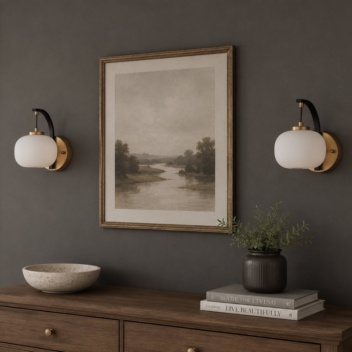 Kace Single Light Glass Dimmable Armed Sconce