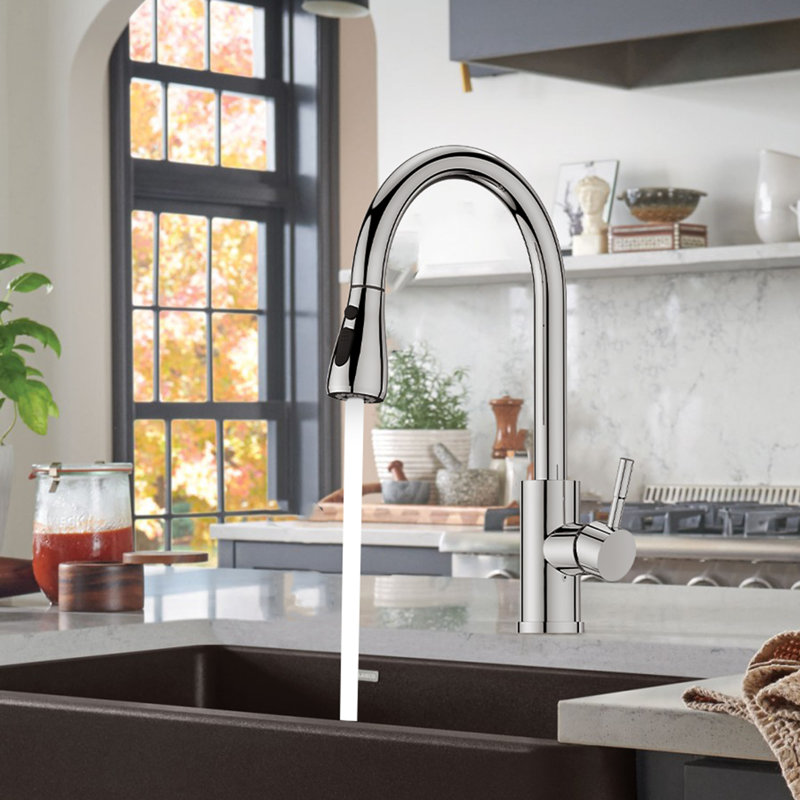Pull Down Spray Single Lever Kitchen Tap, Chrome