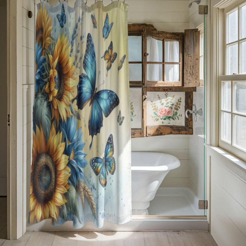 Sunflower Wings - 1 Piece Standard Shower Curtain, 74" H x 71" W