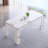 This White Marble Grain MDF Dining Table With Grooved Legs Seats Six To Eight People For Dining Room And Living Room Use