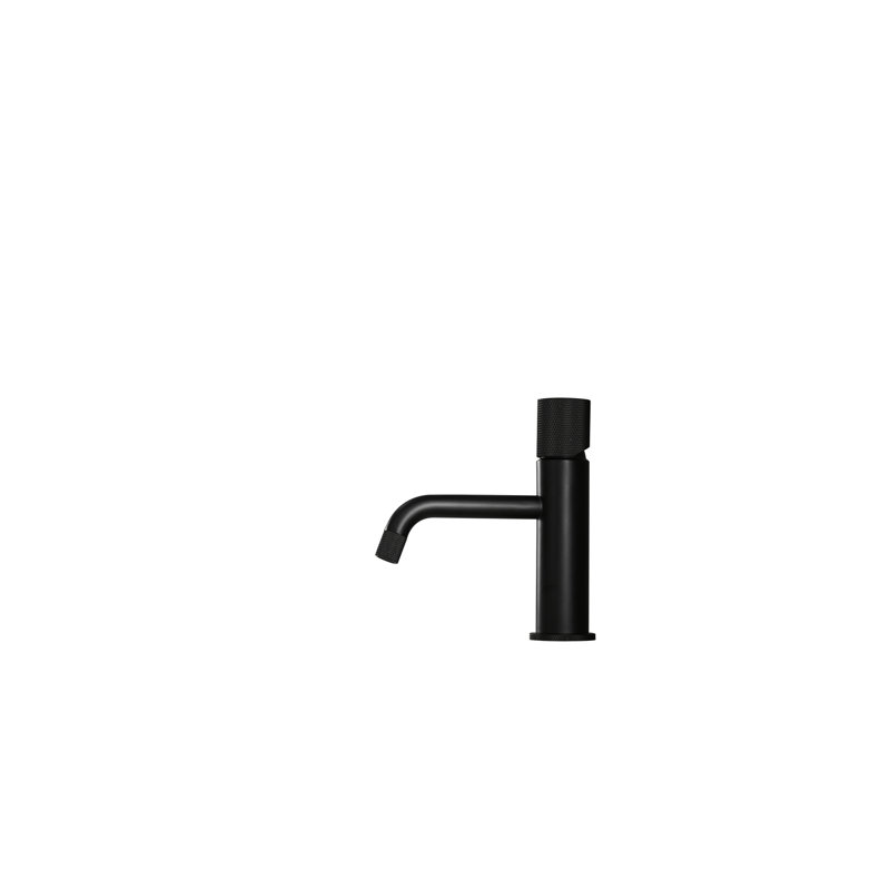 Robinet de salle de bain contemporain noir à un trou avec robinet mélangeur en laiton et céramique