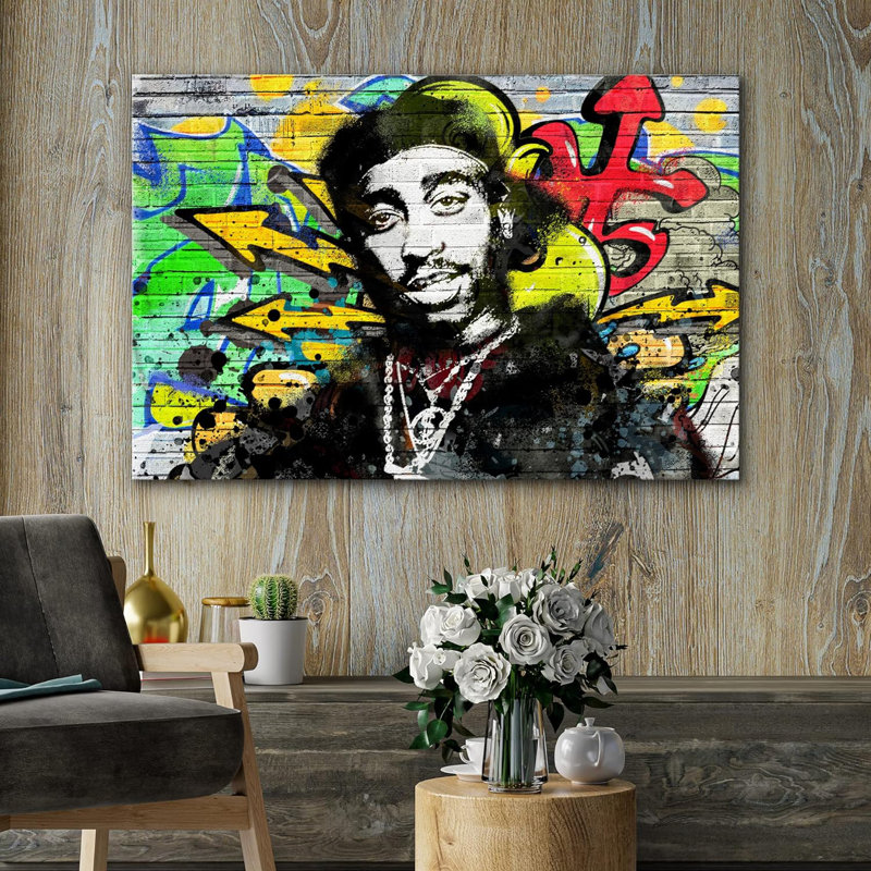 Multicolore urbain sur toile, Toile tendue, H 32 po x l 48 po x P 1,5 po