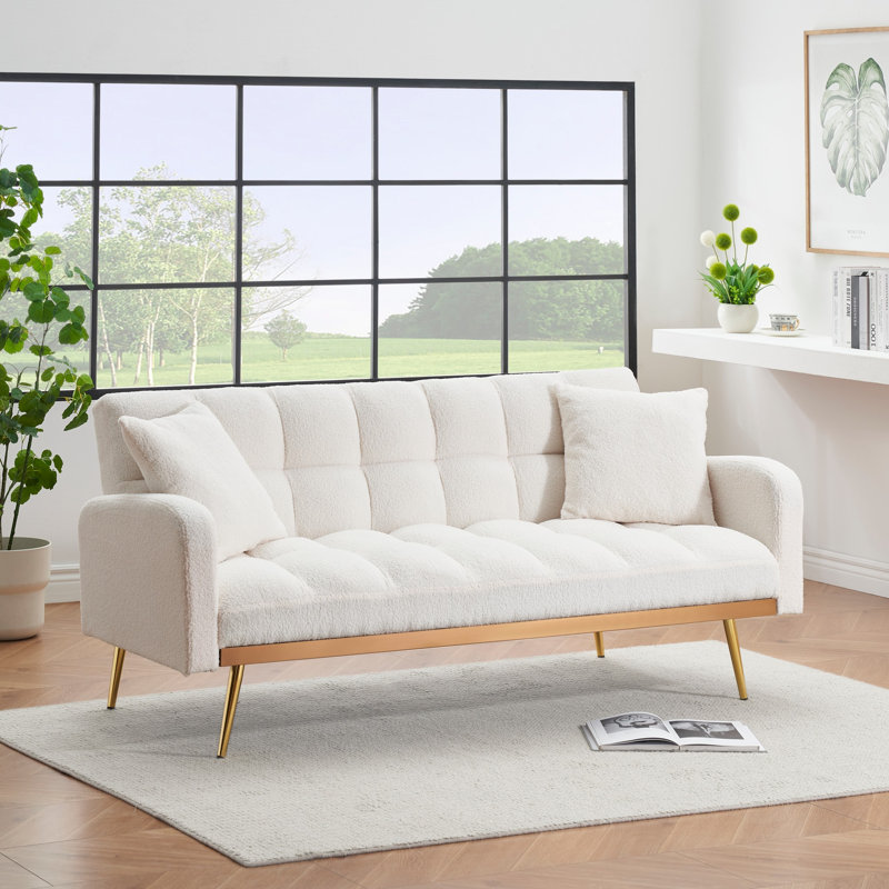 Upholstered Loveseat, Sofa Bed For Living Room And Bedroom, Beige