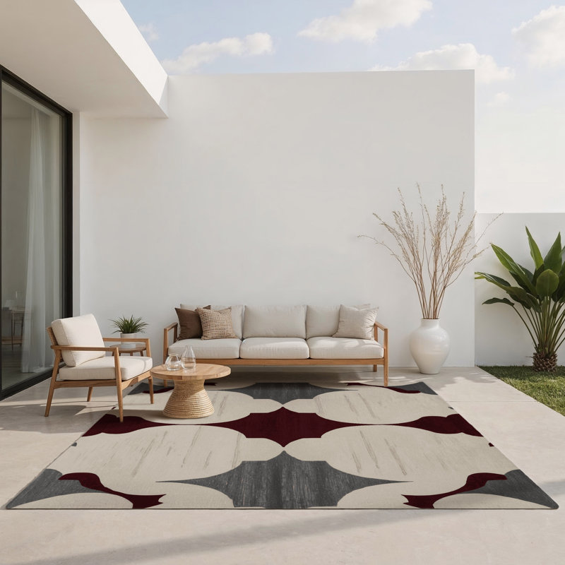 Tapis intérieur et extérieur Angular Elegance, Rectangle 1 pi 6 po x 2 pi 6 po