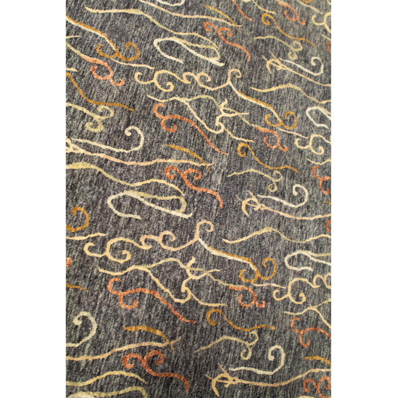 Tapis noir de haute qualité noué à la main