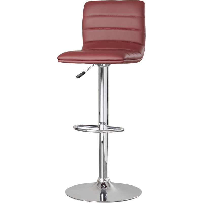 Clift Modern Upholstered Adjustable-Height Barstool with Footrest, Burgundy Vinyl, 1