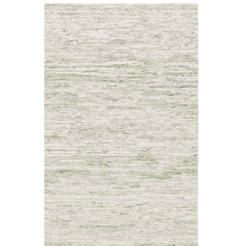 Vasyl Ebony Hand Tufted Wool Cotton Abstract Rug in Green/Ivory, Rectangle 5' x 8'
