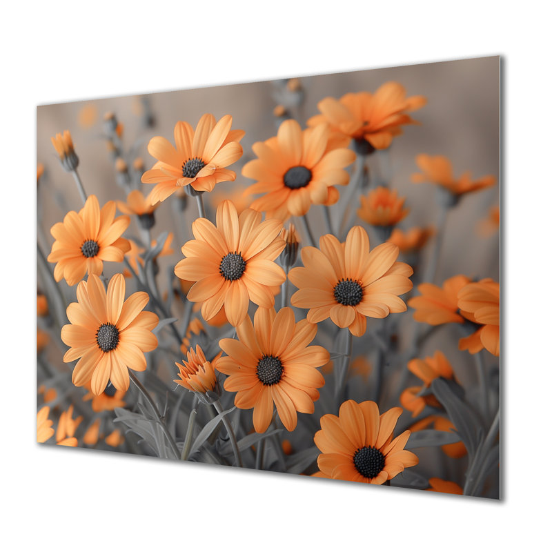 Daisy Fields I - marguerite jaune jaune noir, Métal métal, H 30 po x l 40 po
