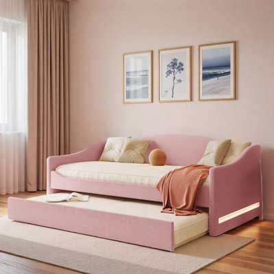 Upholstered Daybed With Led Light And Trundle