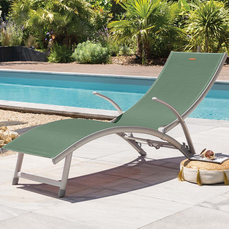 Ahnjayla 174.5cm Long Reclining Single Sun Lounger, Olive Green