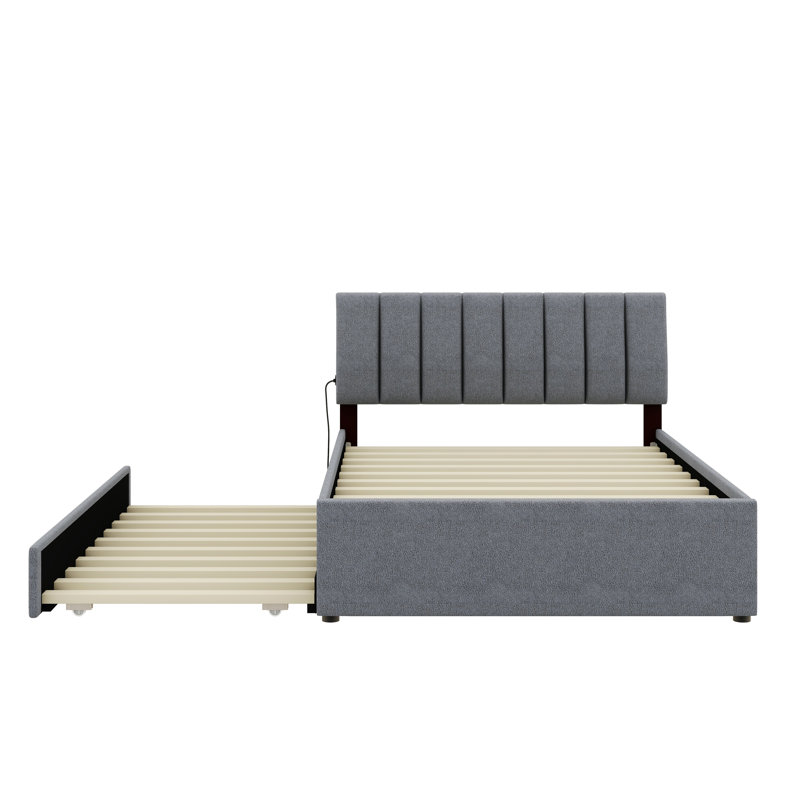 Lit plateforme Ladeidra, Double, gris