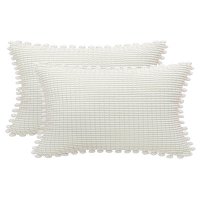 Cotton Blend Lumbar Rectangular Pillow Cover