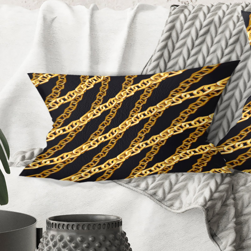 Chaîne Golden ZigZag - coussin décoratif moderne imprimé Mid-Century