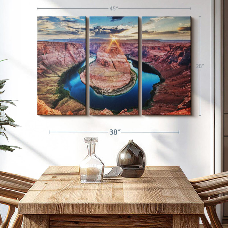 «Horseshoe Bend Sunrays» sur toile, H 28 po x l 45 po x P 1,25 po