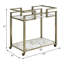 Chariot de service en verre transparent, plateau en faux marbre et laiton
