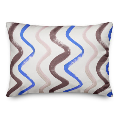 Coussin extérieur bleu et brun Squiggles