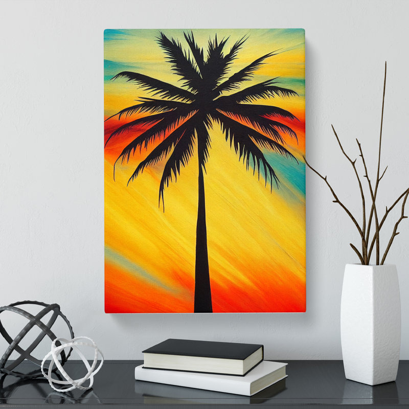 Palm Tree Crayon Vol.1 - Wrapped Canvas, 50cm H x 35cm W x 3cm D