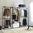 Closet With Metal Support - Stain , Extra Large Storage Capacity Walk-In Dresser Metal, Deep Compartments