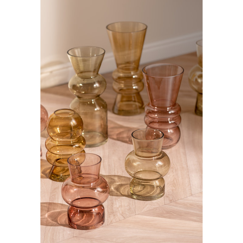 Glass Table Vase, Faded Pink, 33cm H x 21cm W x 21cm D