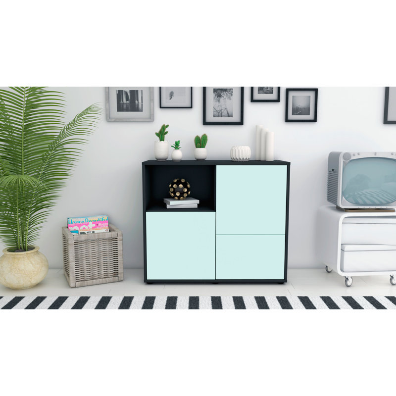 Powhattan 92cm Sideboard, Anthracite/Light blue