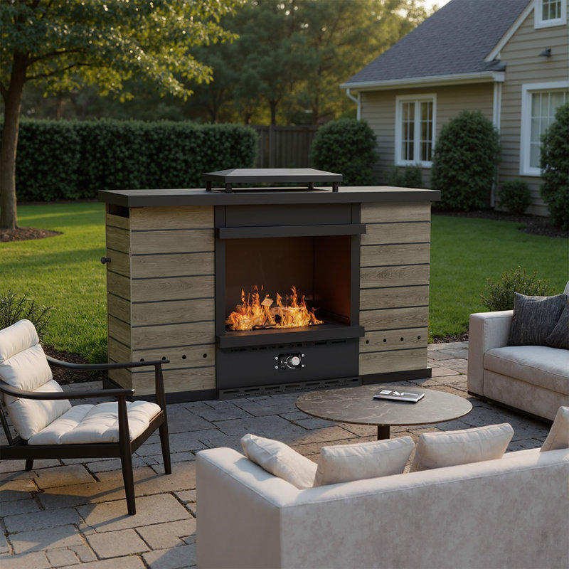 Foyer d'extérieur au gaz propane 62,9 "62 000 BTU avec support de bouteille de gaz caché pour patio extérieur