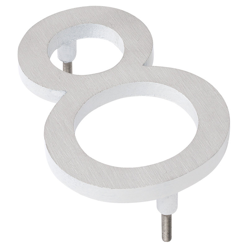 Numéro de maison à fixation flottante 12 po, Nickel satiné / Blanc, 8