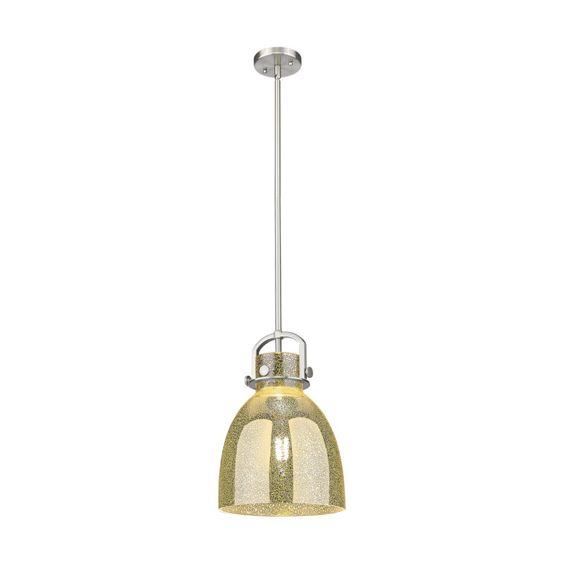 Luminaire suspendu à 1 lumière Badgett, Nickel satiné, H 12,5 po x l 10 po x P 10 po, Mercury