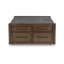 Kio Coffee Table, 40 Inch Square Faux Cement Top And 8 Drawers, Brown