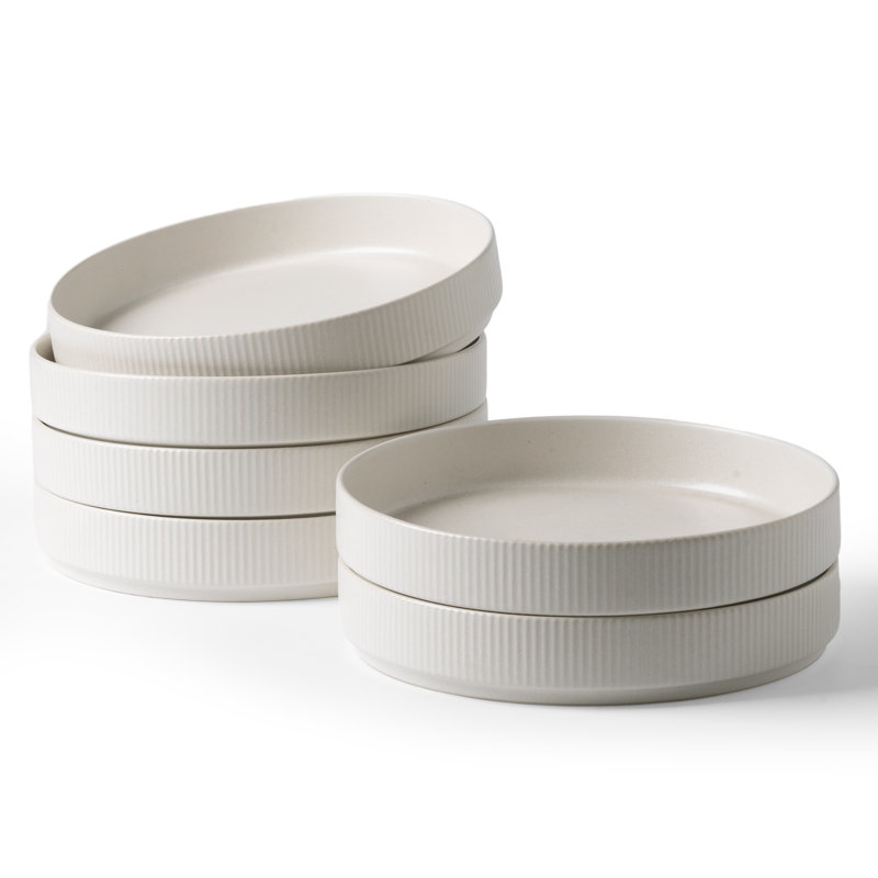 Stoneware Pasta Bowl Set (Set of 6), Matte White